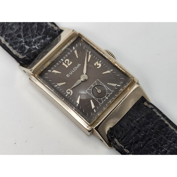 Rare MENS BULOVA Gray Dial Douglas 21 Jewels Watch 10K GF Sub-Second Dial - Picture 1 of 15